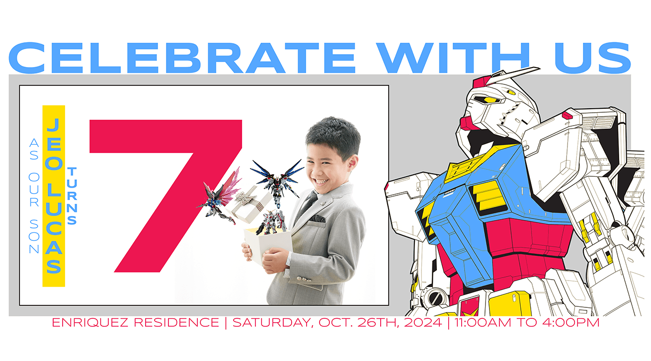 Invitation card for Jeo's 7th birthday